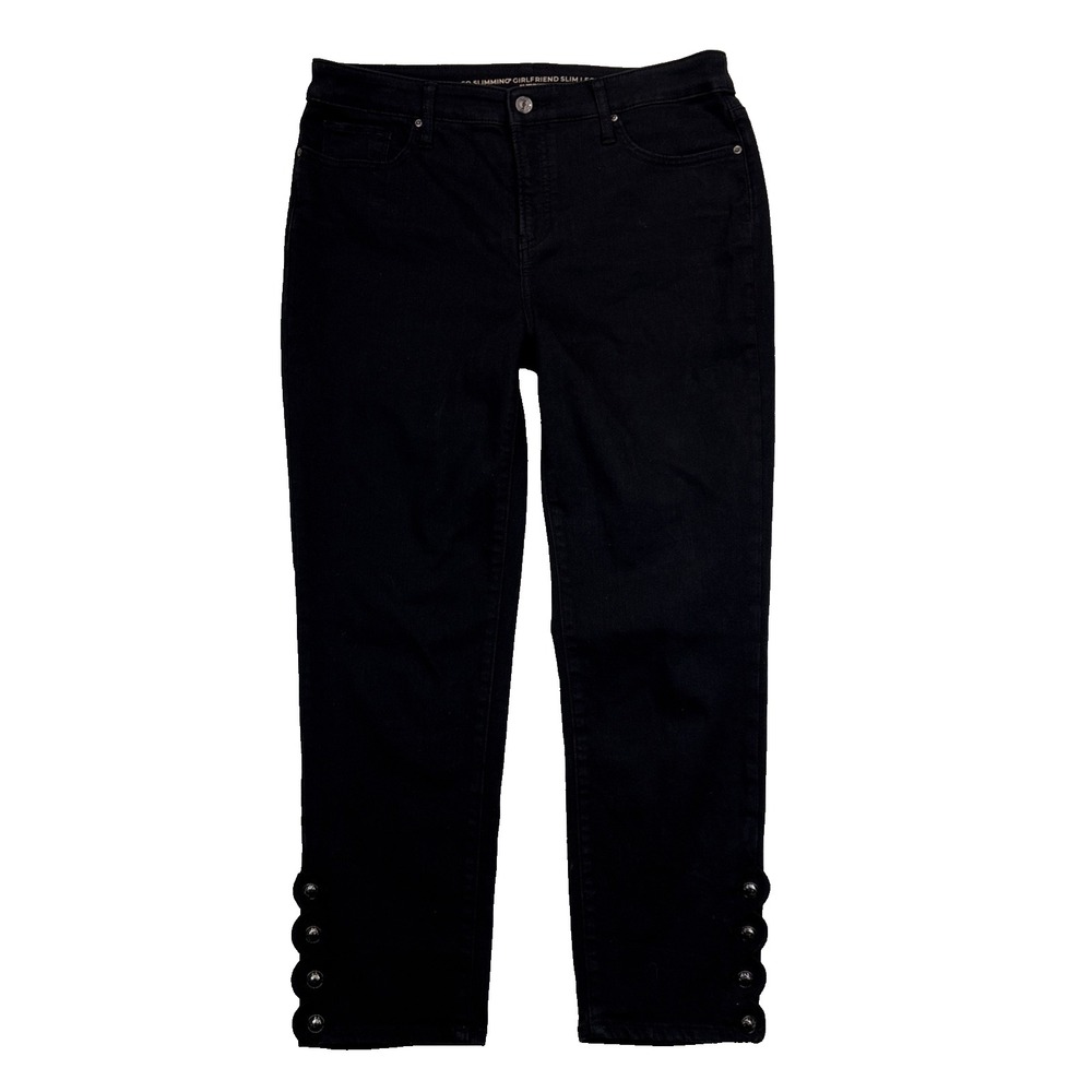 Chico's So Slimming Girlfriend Slim Leg Ankle Jeans Black Women's 8R